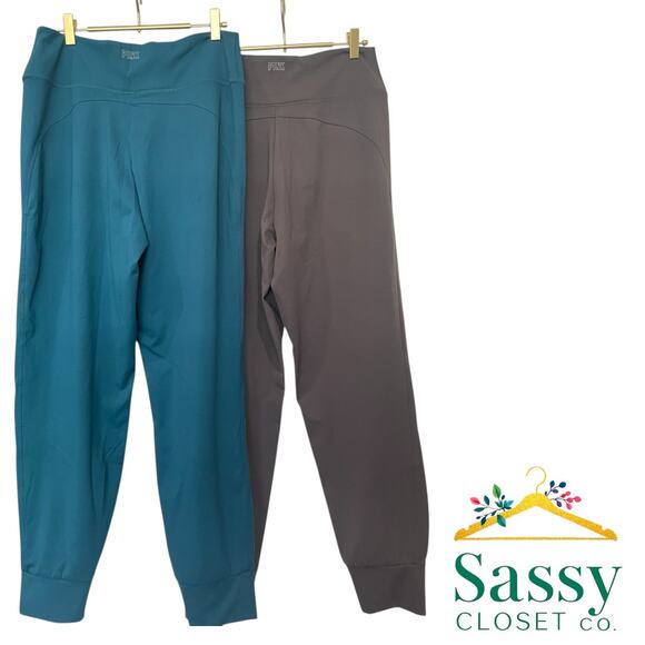 PINK Joggers Set of 2 – Teal & Taupe – Size L – Super Soft – EUC – Pockets - Picture 1 of 5